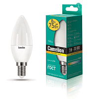 Лампа светодиодная LED8-C35/830/E14 8Вт свеча 3000К тепл. бел. E14 720лм 170-265В Camelion 12385 купить оптом