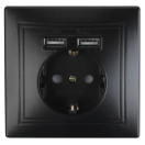 Розетка+USB СП Plano 1-410-05 IP20 антрацит Intro Б0053946