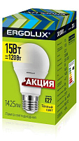 Лампа светодиодная LED-A60-15W-E27-3K ЛОН 15Вт E27 3000К 220-240В ПРОМО Ergolux 14308 купить оптом