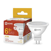 Лампа светодиодная LED-JCDR-VC 6Вт рефлетктор 3000К тепл. бел. GU5.3 530лм 170-265В IN HOME 4690612020365 купить оптом