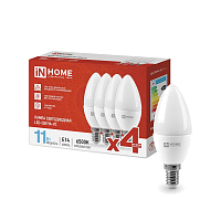 Лампа светодиодная LED-СВЕЧА-VC 4PACK 11Вт 230В E14 6500К 1050лм (уп.4шт) IN HOME 4690612047805 купить оптом