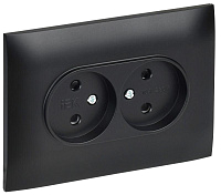 Розетка 2-м SKANDY 10А без заземл. защ. шторки в сборе SK-R09Bl черн. IEK SK-R23-10-K02-F