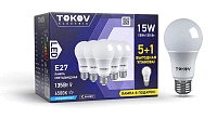 Набор ПРОМО лампа светодиодная 15Вт А60 6500К Е27 176-264В (Promo 5+1 шт) TOKOV ELECTRIC Promo-A60-E27-15-6.5K купить оптом