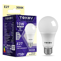 Лампа светодиодная 10Вт А60 3000К Е27 176-264В TOKOV ELECTRIC TKE-A60-E27-10-3K купить оптом