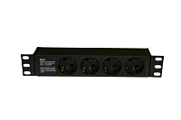 Блок розеток SHE10-4SH-IEC 10дюйм 250В 1U 16А 4 розетки Schuko алюм. корпус разъем IEC 60320 C14 Hyperline 255009