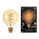 Лампа светодиодная филаментная Filament 6Вт G95 2400К тепл. бел. E27 360лм flexible golden GAUSS 105802007 купить оптом