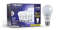 Набор ПРОМО лампа светодиодная 15Вт А60 3000К Е27 176-264В (Promo 5+1 шт) TOKOV ELECTRIC Promo-A60-E27-15-3K купить оптом