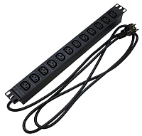 Блок розеток для 19дюйм шкафов горизонт. 12 розеток IEC320 C13 кабель питания 2.5м (3х1.5мм2) с вилкой Schuko 16А 250В 482.6х44.4х44.4мм (ДхШхВ) сталь SHE19-12IEC-2.5EU черн. Hyperline 426787