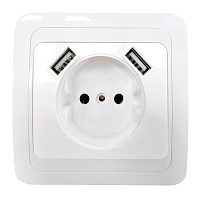 Розетка 1-м Classico 2047 IP20 с заземл. с 2-мя USB бел. IN HOME 4690612035246