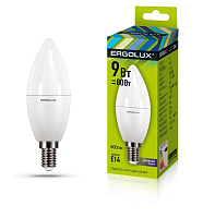 Лампа светодиодная LED-C35-9W-E14-6К Свеча 9Вт E14 6500К 172-265В Ergolux 13169 купить оптом