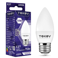 Лампа светодиодная 10Вт С37 4000К Е27 176-264В TOKOV ELECTRIC TKE-C37-E27-10-4K купить оптом