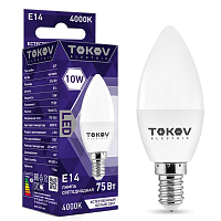 Лампа светодиодная 10Вт С37 4000К Е14 176-264В TOKOV ELECTRIC TKE-C37-E14-10-4K купить оптом