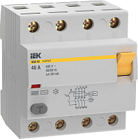 Выключатель дифференциального тока (УЗО) 4п 40А 30мА 6кА тип AC ВД3-63 KARAT IEK MDV20-4-040-030 – купить по низкой цене. Дифференциальные автоматы