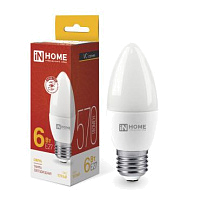 Лампа светодиодная LED-СВЕЧА-VC 6Вт свеча 3000К тепл. бел. E27 570лм 230В IN HOME 4690612020402 купить оптом