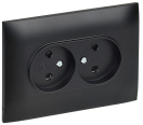 Розетка 2-м SKANDY 10А без заземл. защ. шторки в сборе SK-R09Bl черн. IEK SK-R23-10-K02-F