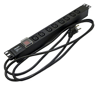 Блок розеток SHE19-8IEC-S-2.5EU для 19дюйм шкафов горизонт. с выключателем с подсветкой 8хIEC 320 C13 16А 250В кабель питания 3х1.5кв.мм длина 2.5м с вилкой Schuko 482.6х44.4х44.4мм (ДхШхВ) Hyperline 426780