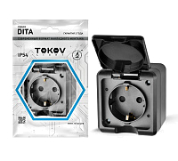 Розетка 1-м ОП Dita 16А IP54 250В с заземл. с крышкой карбон TOKOV ELECTRIC TKL-DT-R1Z-C14-IP54 – купить по низкой цене. Низковольтное оборудование