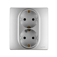 Розетка 2-м СП Etika 16А IP31 250В 2х2P+E с заземл. защ. шторки немецк. стандарт безвинт. клеммы алюм. Leg 672433 – купить по низкой цене. Низковольтное оборудование