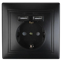 Розетка+USB СП Plano 1-410-05 IP20 антрацит Intro Б0053946