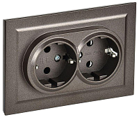 Розетка 2-м СП BRITE РСш12-3-БрТБ 16А в сборе с заземл. защ. шторки бронза IEK BR-R24-16-K45-F – купить по низкой цене. Низковольтное оборудование
