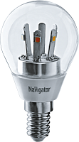 Лампа светодиодная 71 294 NLL-G45-5-230-2.7K-E14-CL 5Вт шар 2700К тепл. бел. E14 350лм 176-264В Navigator 71294 купить оптом