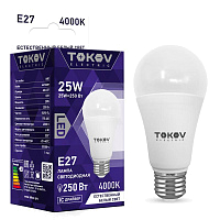 Лампа светодиодная 25Вт А60 4000К Е27 176-264В TOKOV ELECTRIC TKE-A60-E27-25-4K купить оптом