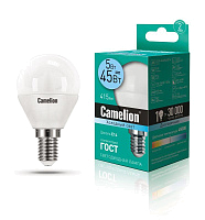 Лампа светодиодная LED5-G45/845/E14 5Вт шар 4500К бел. E14 405лм 220-240В Camelion 12029 купить оптом