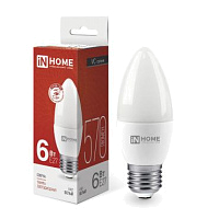 Лампа светодиодная LED-СВЕЧА-VC 6Вт свеча 4000К нейтр. бел. E27 570лм 230В IN HOME 4690612020419 купить оптом