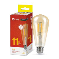 Лампа светодиодная LED-ST64-deco gold 11Вт цилиндр золотая 3000К тепл. бел. E27 1160лм 230В IN HOME 4690612035673 купить оптом