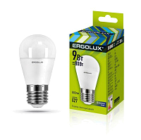 Лампа светодиодная LED-G45-9W-E27-6К Шар 9Вт E27 6500К 172-265В Ergolux 13178 купить оптом