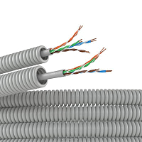 Электротруба ПВХ гибкая гофрированная d16мм с кабелем витая пара 5EU/UTP нг(А)-HF (уп.100м) сер. DKC 9EU916100