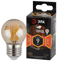 Лампа светодиодная филаментная F-LED P45-9W-827-E27 gold P45 9Вт шар зол. E27 тепл. бел. ЭРА Б0047025 купить оптом