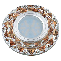 Светильник декоративный Luciole GU5.3 встраив. доп. светодиод. подсветка 3Вт без лампы основание метал. хром отделка стекло корич. Fametto UL-00002713