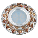 Светильник декоративный Luciole GU5.3 встраив. доп. светодиод. подсветка 3Вт без лампы основание метал. хром отделка стекло корич. Fametto UL-00002713